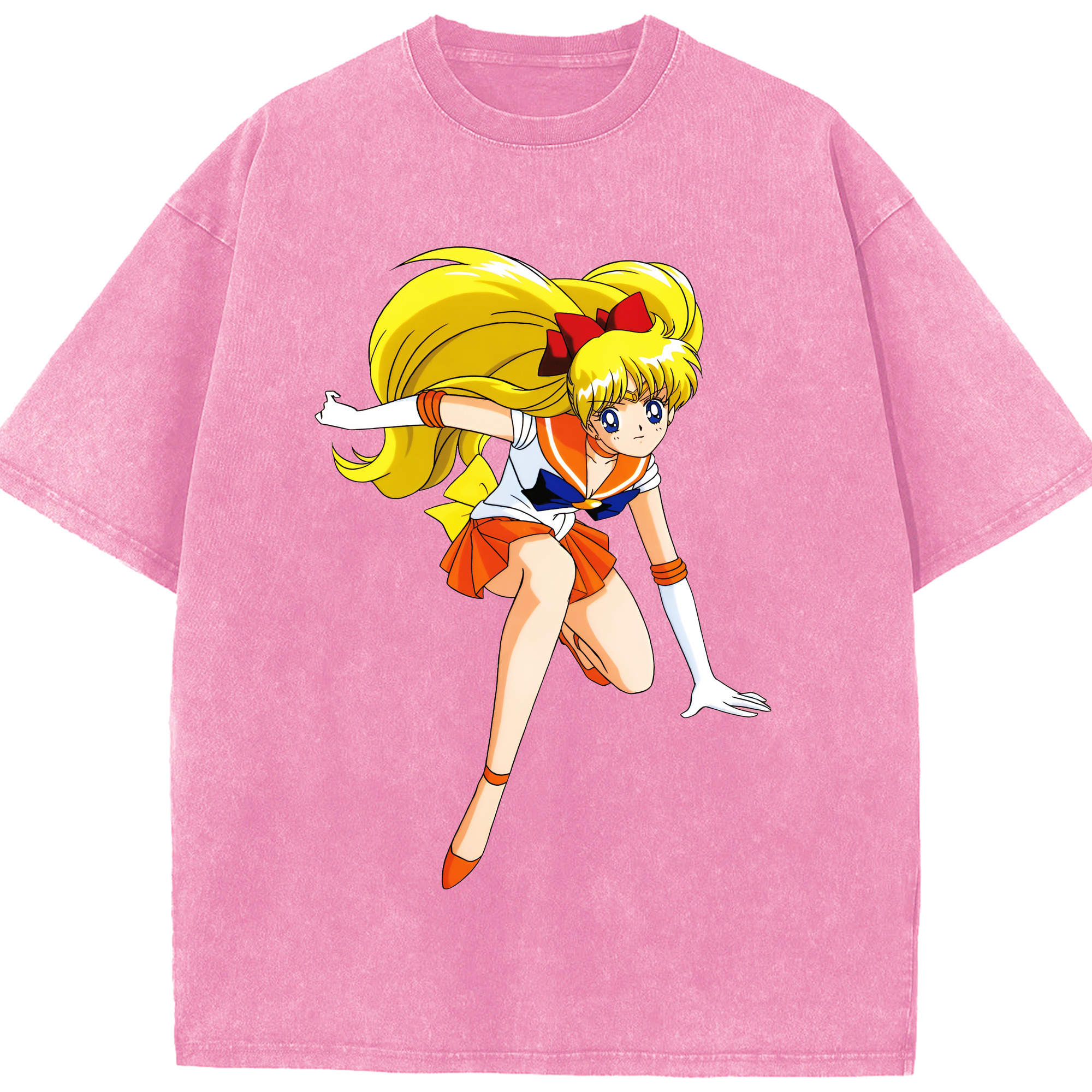 （画像用） 美少女戦士セーラームーン 愛野 美奈子 あいの みなこ Sailor Moon Aino Minako 綿100% ヴィンテージ風 半袖Tシャツ（フロントプリント）